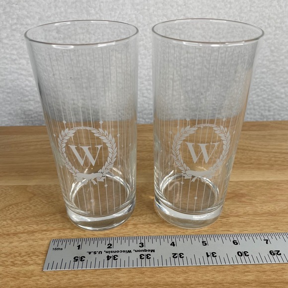 Other - Set of 2 Vintage Etched Monogram "W" Highball Glasses Avon Personally Yours